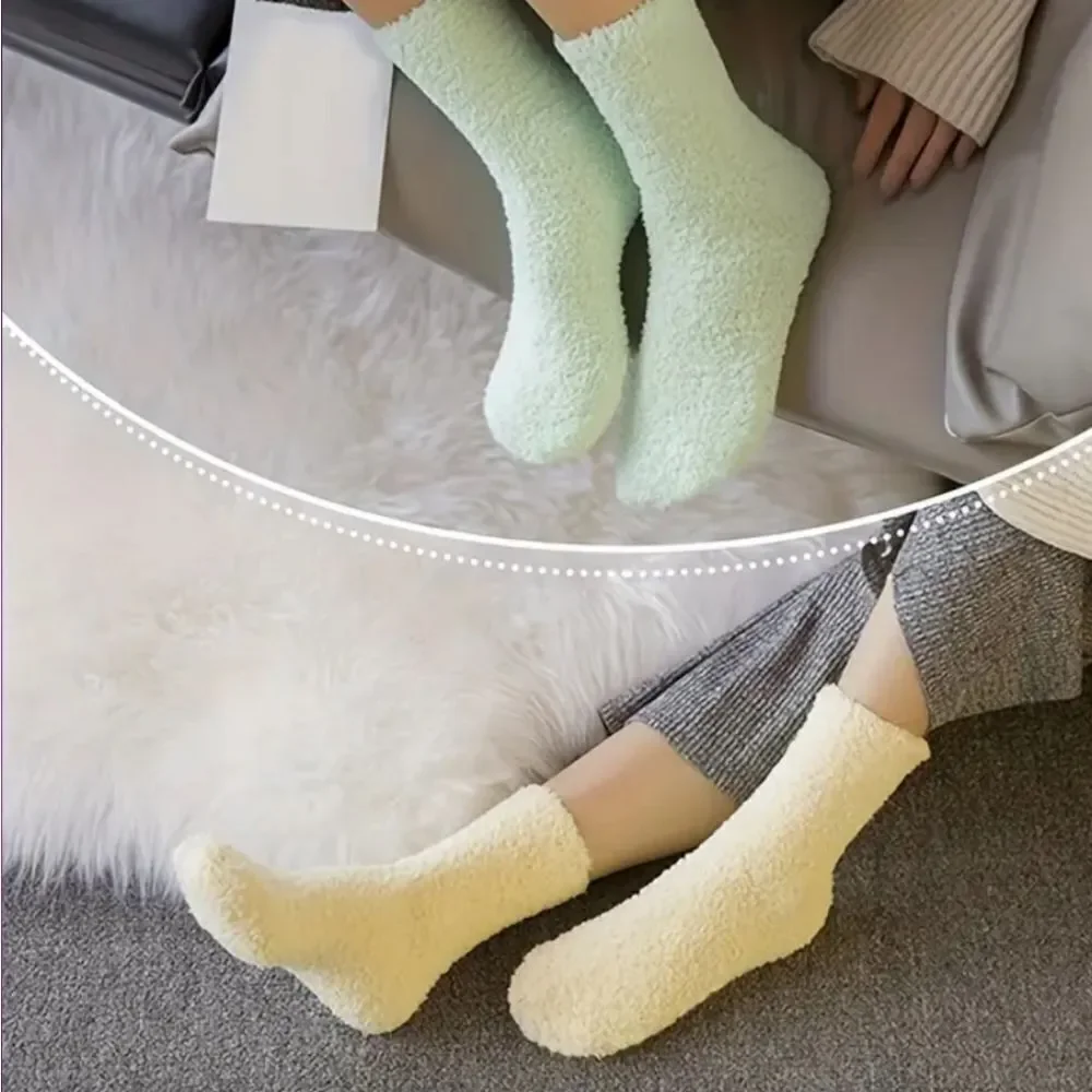5 Pair Women's Winter Fuzzy Socks Cozy Fluffy Warm Slipper Socks Sleep Socks